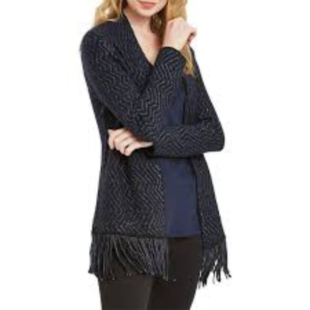 Nic+Zoe Navy Fringe Sweater size S